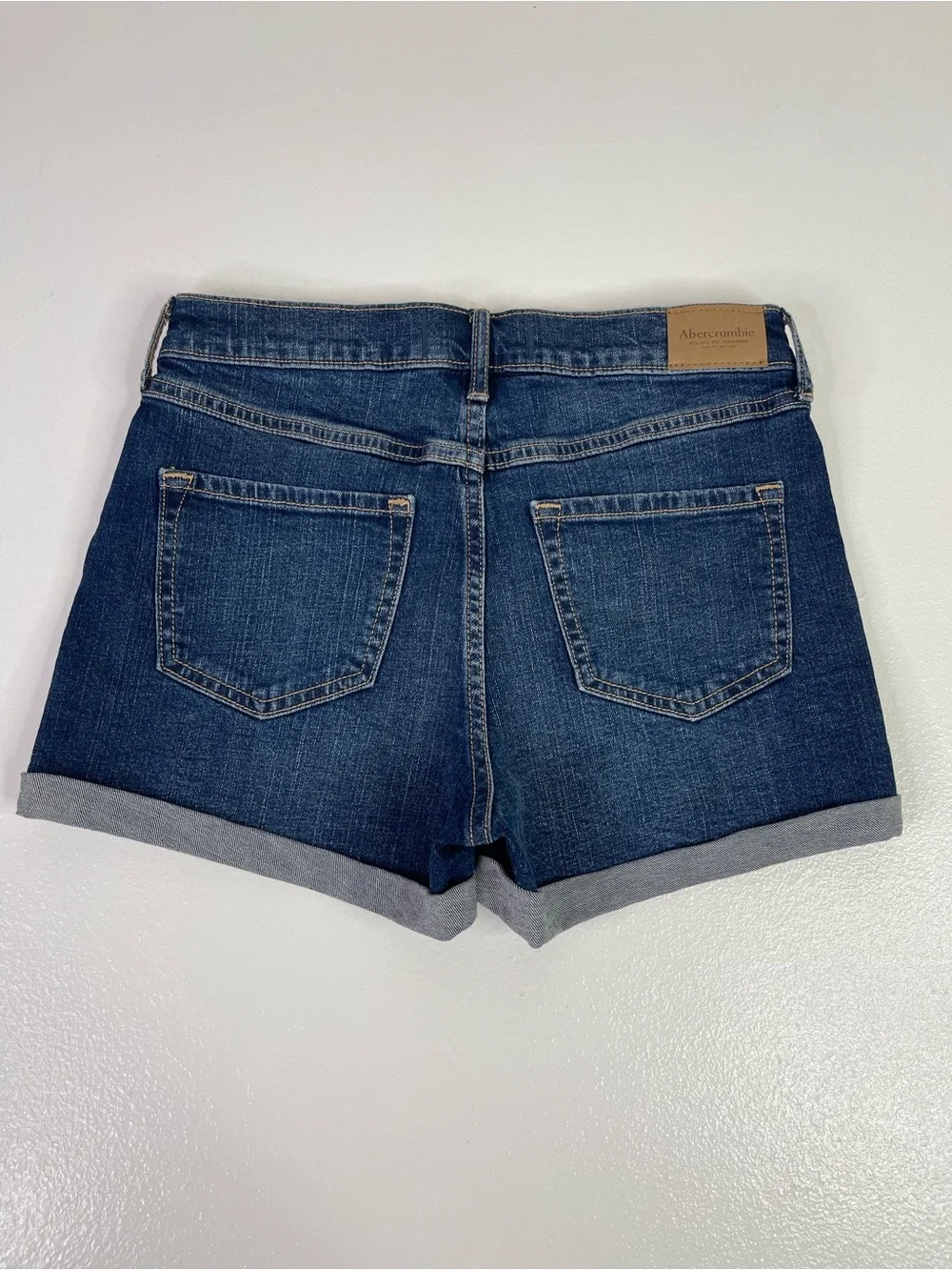 Abercrombie Kids High Rise Shortie Short Size 15/16 Dark Wash Distressed Cuffed